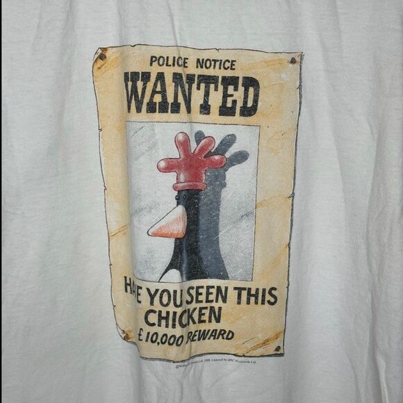 1989 Vintage Wallace & Gromit Wanted Chicken T-Shirt XL - Picture 3 of 7